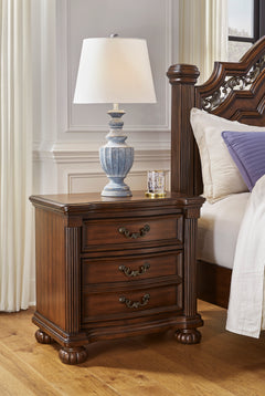 Brown, nightstand in bedroom setting - 5