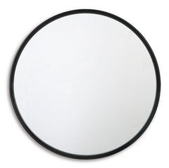 Black Brocky round mirror, full product view - 1