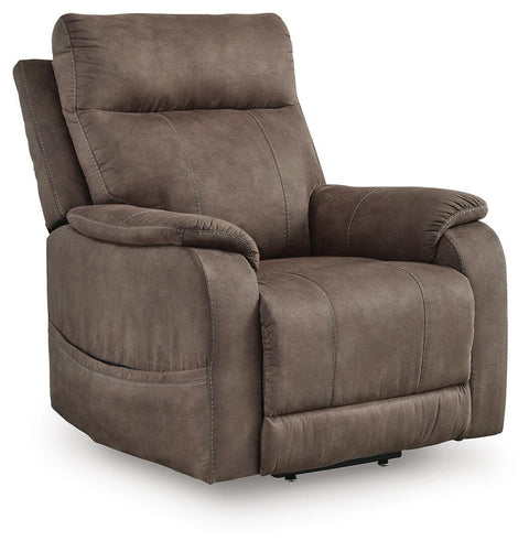 Suede-Look Power Lift Recliner in Espresso or Fossil