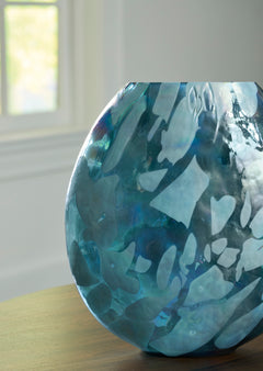Iridescent Teal 11.75-inch height vase, product view 3 - 7