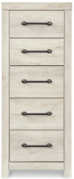 Whitewash, full front view of five-drawer chest - 2