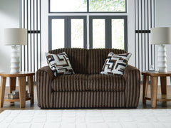 Chocolate, complete loveseat in room - 2