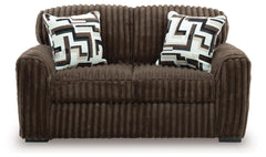 Chocolate, complete loveseat, front view - 3
