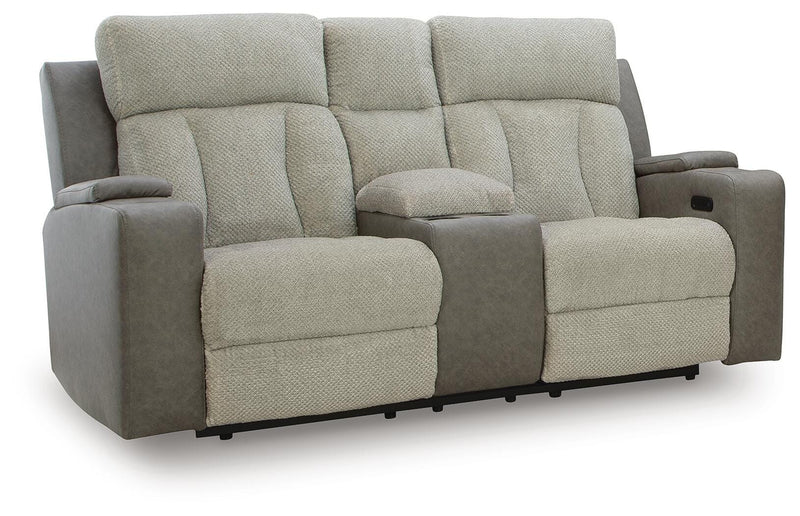 Two-Tone Power Reclining Loveseat with Heat and Massage in Sisal
