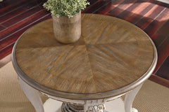 White/Brown Round End Table, product view 3 - 3