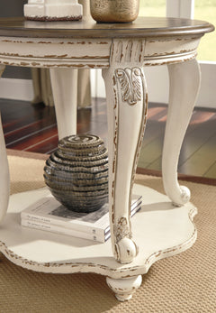 White/Brown Round End Table, product view 4 - 4