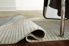 Gray/Ivory 59.88" x 83.75", rolled rug backing detail - 8
