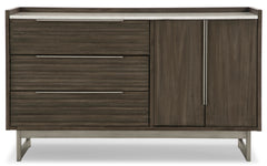 Grayish Brown/White, full front view of dresser - 3