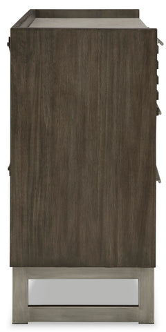 Grayish Brown/White, side view of dresser - 4