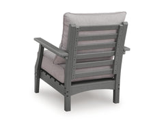 Gray / Outdoor Lounge Chair Set, one chair rear view; two included - 3