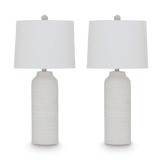 White table lamp pair, full product view - 1