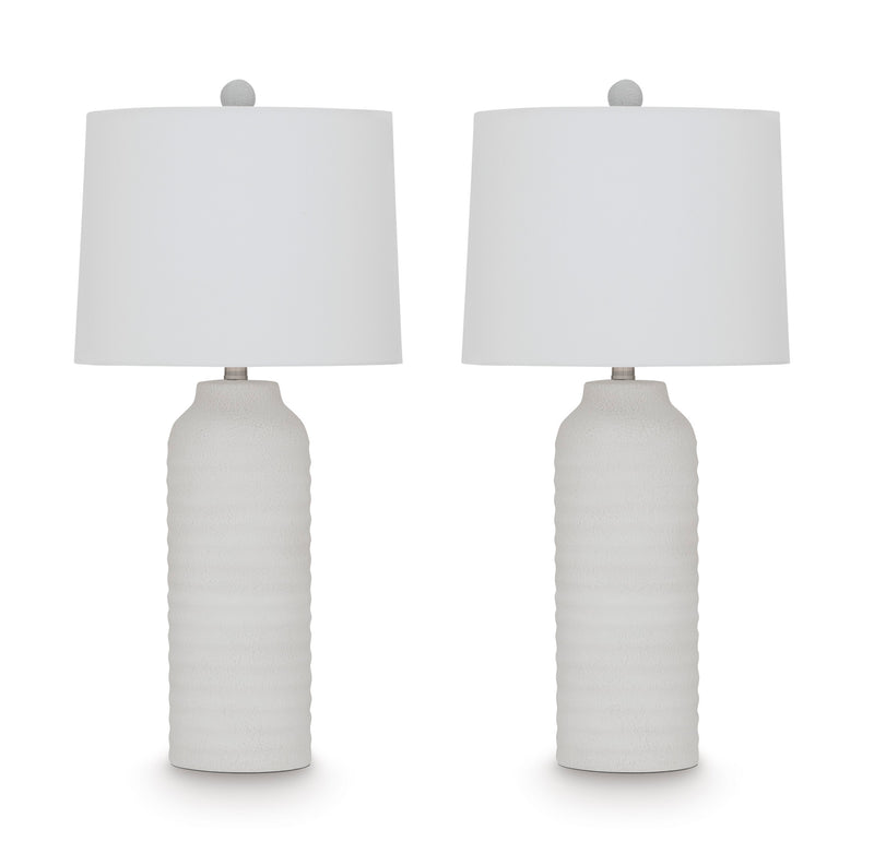 Vauville Matte White Textured Table Lamps — Set of 2