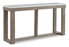 Brown/Ivory Marble-Top Console Table, full product view - 1