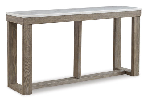 64-Inch Brown and Ivory Marble-Top Console Table