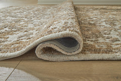 Ivory/Taupe/Camel 108" x 144", rolled rug backing detail - 4