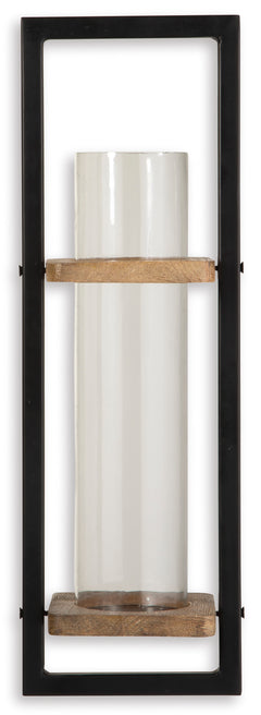 Natural/Black wall candle holder, full product view - 1