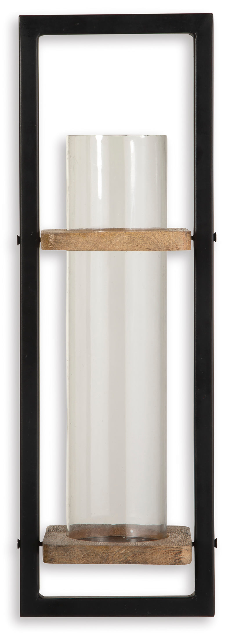 Colburn Natural Wood and Black Metal Wall Candle Holder