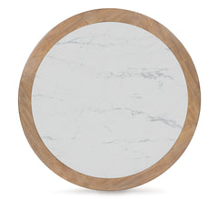 Light Brown/White round faux marble coffee table, product view 2 - 2