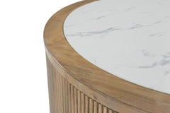 Light Brown/White round faux marble coffee table, product view 6 - 6