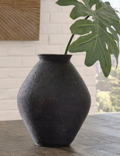 Antique Brown 12-inch height vase, full product view - 1