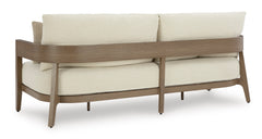 Dark Brown/White outdoor sofa with cushions, product view 3 - 3