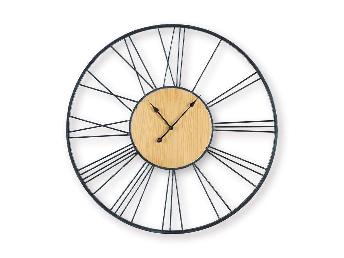 Black/Natural Brockett wall clock, full product view