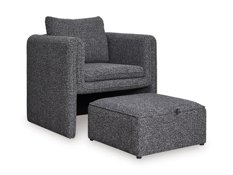 Charcoal Accent Chair and Tuckaway Ottoman Set