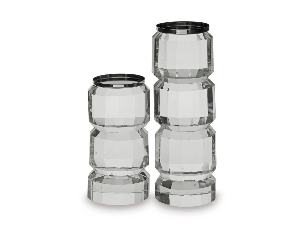 Clear/Silver Finish candle holder set, full product view