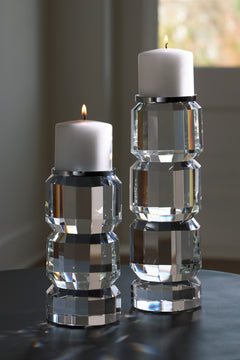 Clear/Silver Finish candle holder set, product view 2 - 2