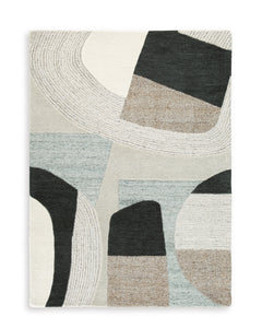 Grayish Teal/Taupe/Cream 60" x 82.5", complete rug product view - 5