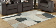 Grayish Teal/Taupe/Cream 60" x 82.5", room view; furniture excluded - 6