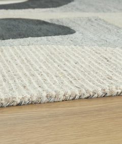 Grayish Teal/Taupe/Cream 60" x 82.5", pile and edge detail - 7