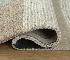 Grayish Teal/Taupe/Cream 60" x 82.5", rolled rug backing detail - 8