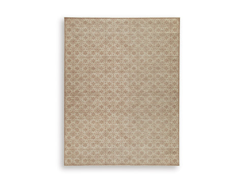 Beige Gray and Brown Distressed Diamond Rug