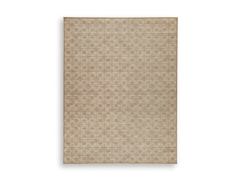 Beige Gray and Brown Distressed Diamond Rug