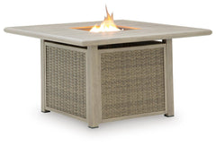 Beige, full fire pit table with flame - 3