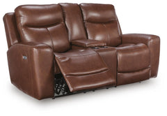 Mahogany, complete loveseat reclined angle view - 7