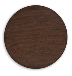 Dark Brown round end table with reeded base, product view 3 - 3