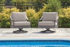 Gray, two chairs in outdoor setting; listing includes one chair - 3