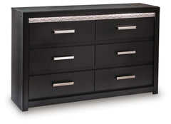 Black / Six Drawer Dresser — complete product angled view - 1