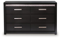 Black / Six Drawer Dresser — front view - 2