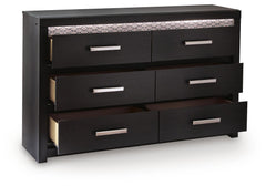 Black / Six Drawer Dresser — drawers open - 3