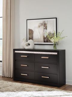 Black / Six Drawer Dresser — room setting; accessories not included - 4