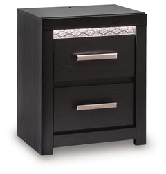 Black / Two Drawer Nightstand — complete product angled view - 1