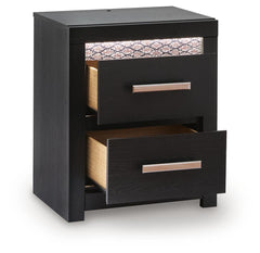 Black / Two Drawer Nightstand — drawers open - 2