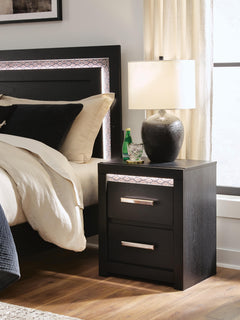 Black / Two Drawer Nightstand — room setting; accessories not included - 3