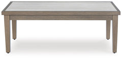 Brown Beige Outdoor Coffee Table, full front view - 2