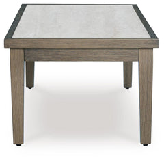 Brown Beige Outdoor Coffee Table, full side view - 3