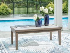 Brown Beige Outdoor Coffee Table, room setting; table only; accessories excluded - 4
