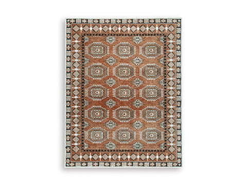 Sienna Ivory and Black Geometric Medallion High-Low Rug